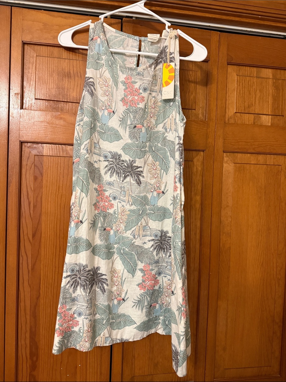 C&C California Mint and Coral Tropical Midi Dress